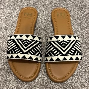 NWOT Haute Hippie Black Aztec Embro Sandals